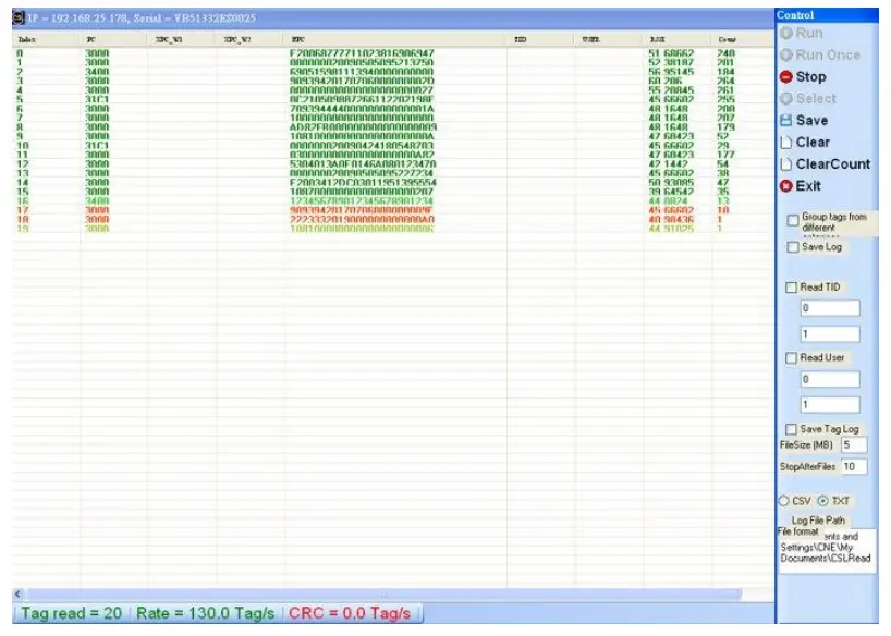 CONVERG GENCE SYSTEM CS203X-2 EPC Class 1 Gen 2 RFID Reader - app