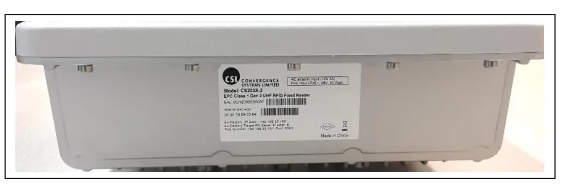 CONVERG GENCE SYSTEM CS203X-2 EPC Class 1 Gen 2 RFID Reader - side View