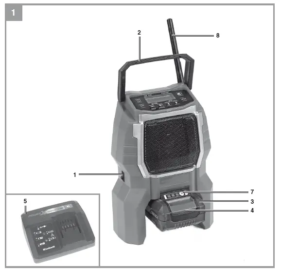 Einhell TC-RA-18 Li-BT-Cordless-Radio -fig 1