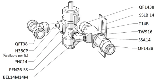 FOAMit FG NA 26SS Wall Mounted Fog System - NOZZLE ASSEMBLY