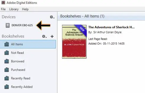 DENVER EBO 625 E Book Reader - Adobe Digital Editions 4