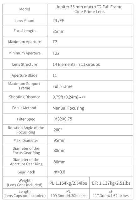 SIRUI 534981 Jupiter 35mm Macro T2 Full Frame Cine Prime Lens fig 1