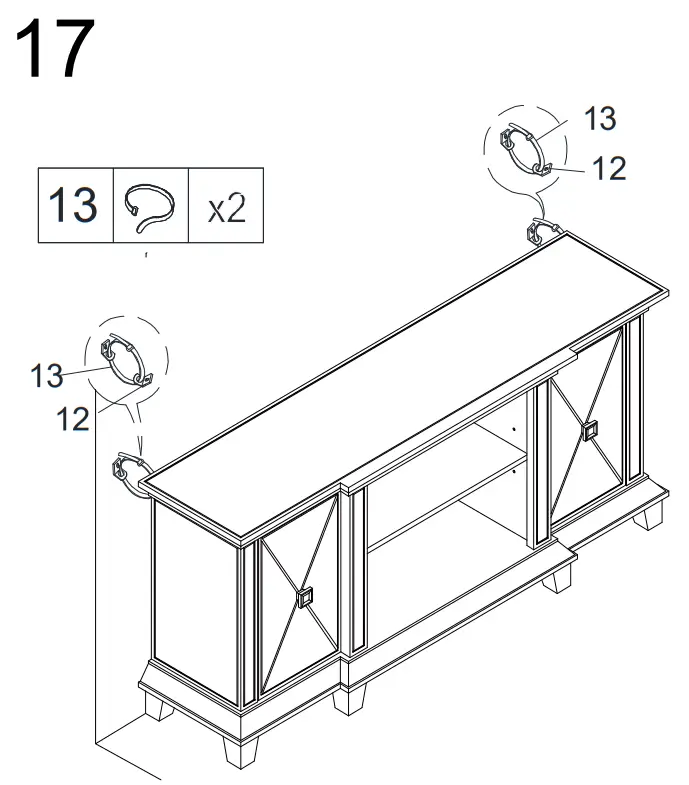 SEI FURNITURE HD071930 Toppington Gold Mirrored Media Console FIG 2