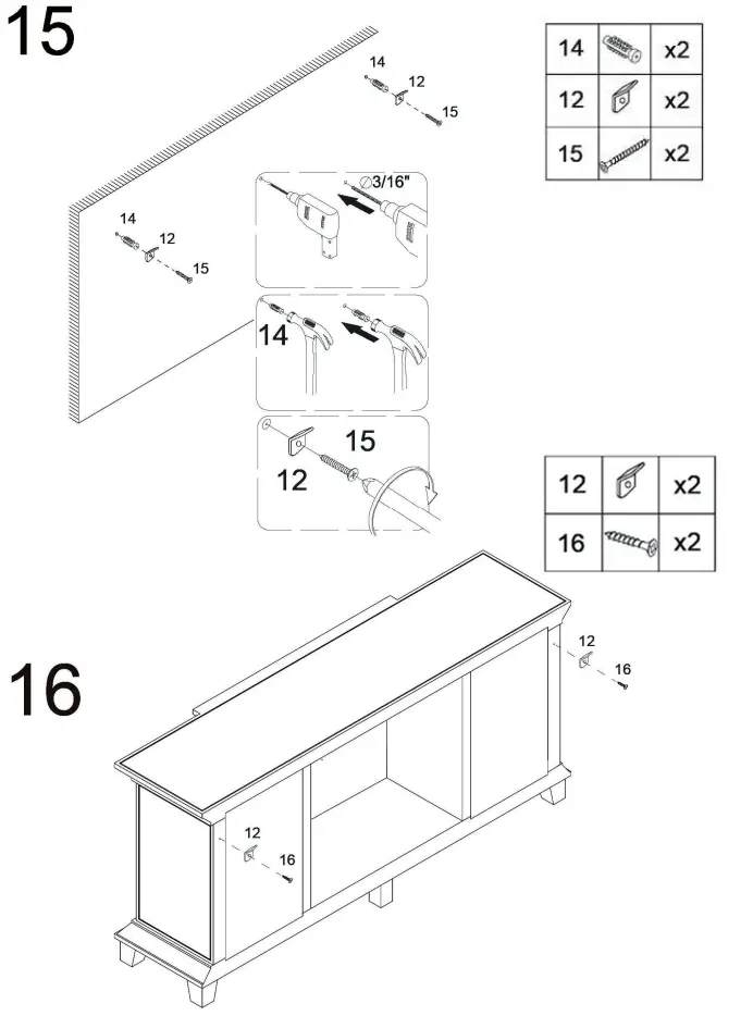 SEI FURNITURE HD071930 Toppington Gold Mirrored Media Console FIG 3