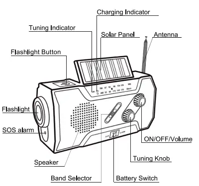 Esky 16115 Solar Hand Crank Radio 1