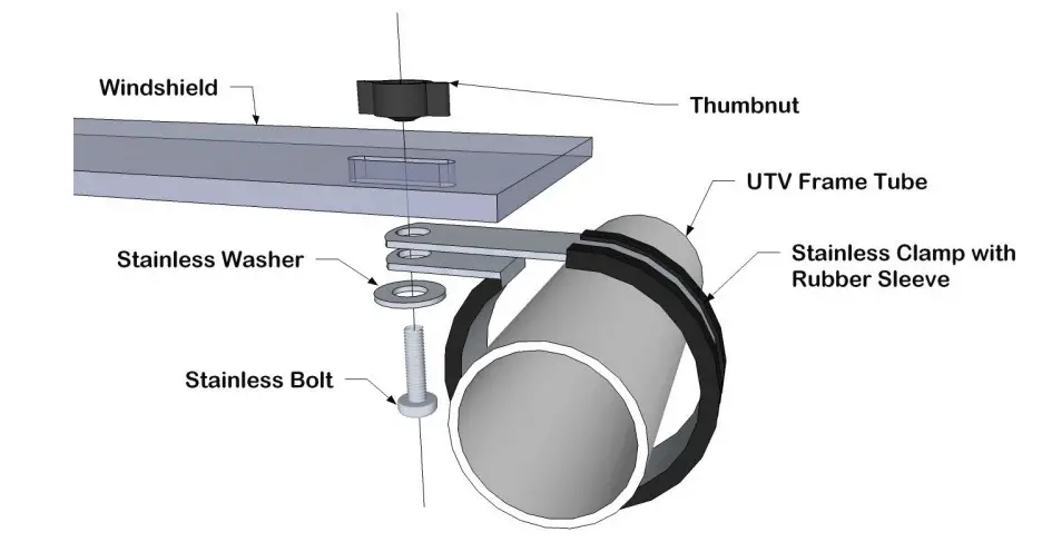 FALCON RIDGE JD-550-WD05 John Deere XUV 550 550-S4 Aero-Vent Polycarbonate Windshield - Figure 3