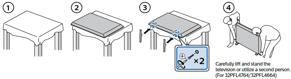 Philips Roku TV 4764 , 4664 series - Mount base onto TV