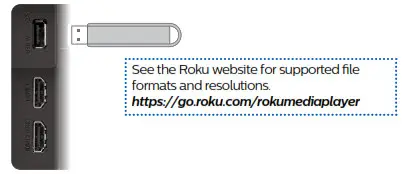 Philips Roku TV 4764 , 4664 series - USB memory stick