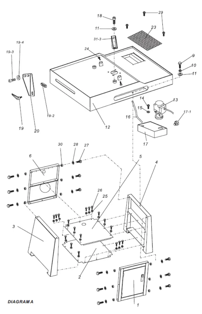 HOLZMANN BS320TOP Head Band Saw - exploded view