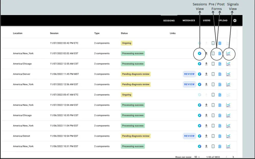 WESPER Sleep Provider Portal - SESSIONS TAB