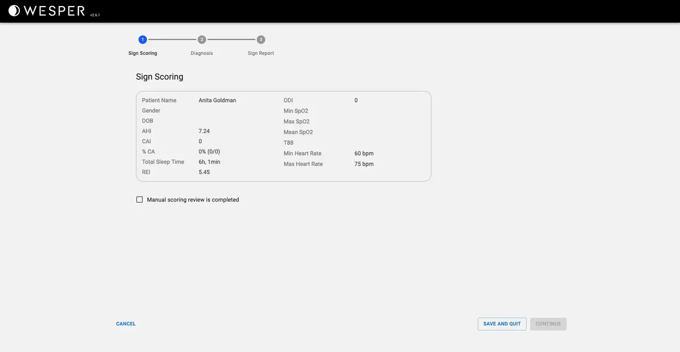 WESPER Sleep Provider Portal - SLEEP STUDY SCORING 6