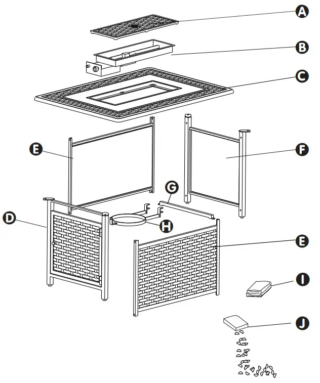 Fire Sense 63699 Albany 44-Inch Rectangular Aluminum Propane Gas Fire Pit - fig 1