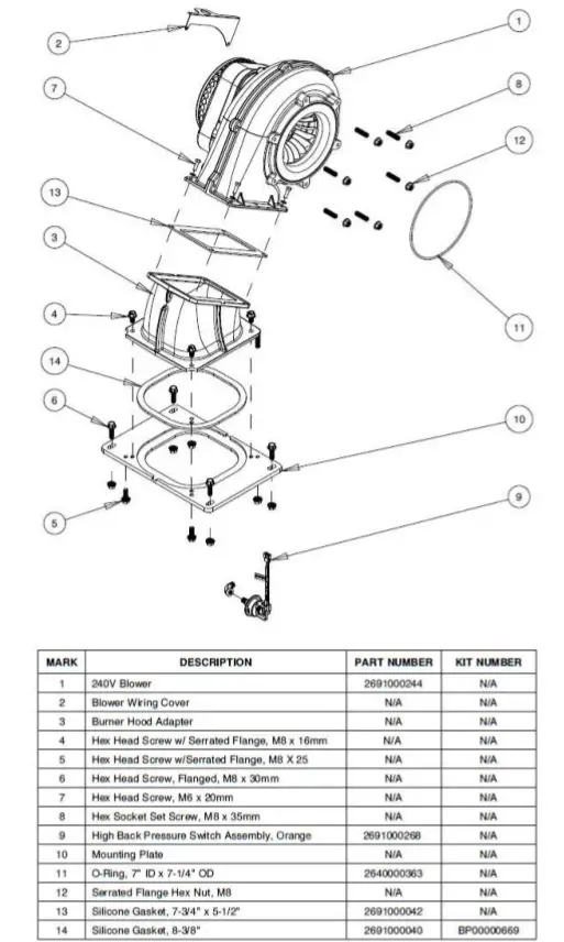 Patterson Kelley P-K Storm Gas Fired Boiler - Blower Assembly 240V