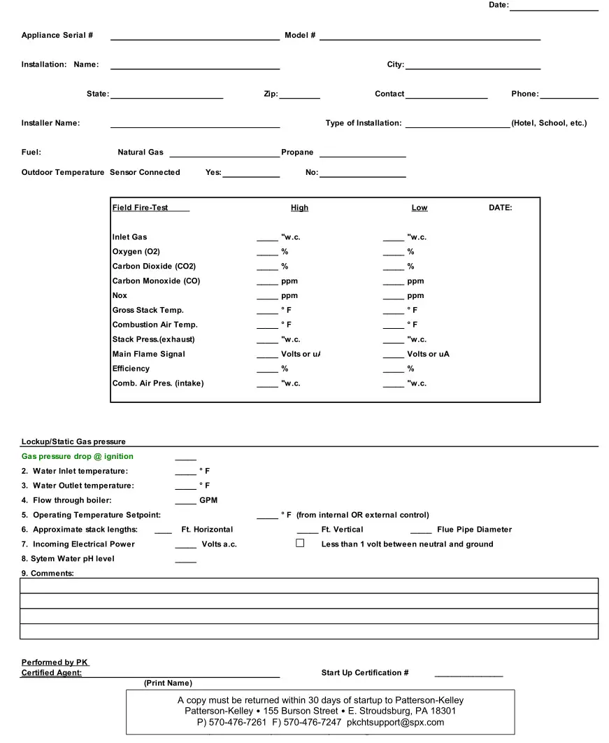 Patterson Kelley P-K Storm Gas Fired Boiler - Boiler Fire-Test Report
