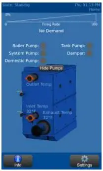 Patterson Kelley P-K Storm Gas Fired Boiler - Home Screen