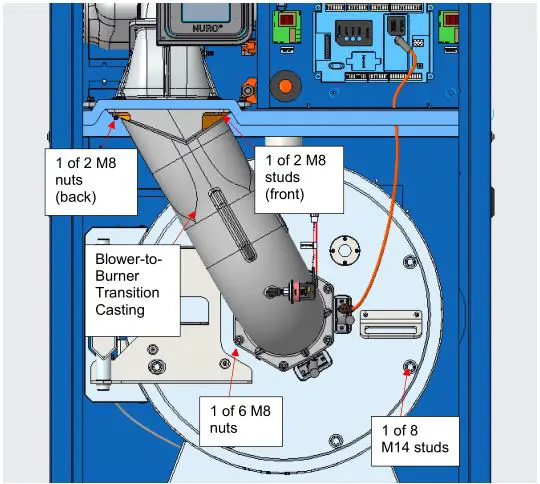 Patterson Kelley P-K Storm Gas Fired Boiler - Remove the front blower-to-burner transition casting