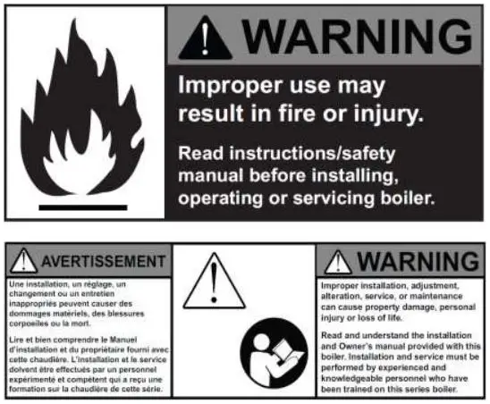 Patterson Kelley P-K Storm Gas Fired Boiler - Warnings