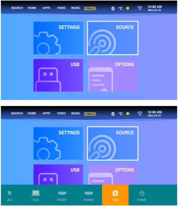 EUG 900DAB Full HD Video Projector - Switch Source