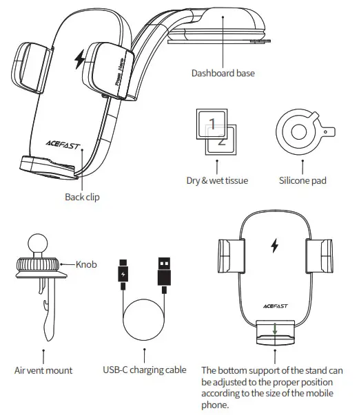 ACEFAST D10 Multi Function Wireless Charging Car Holder