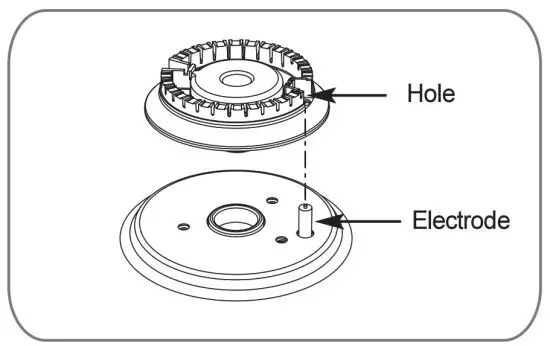 LG LCG3091 Gas Cooktop - hole
