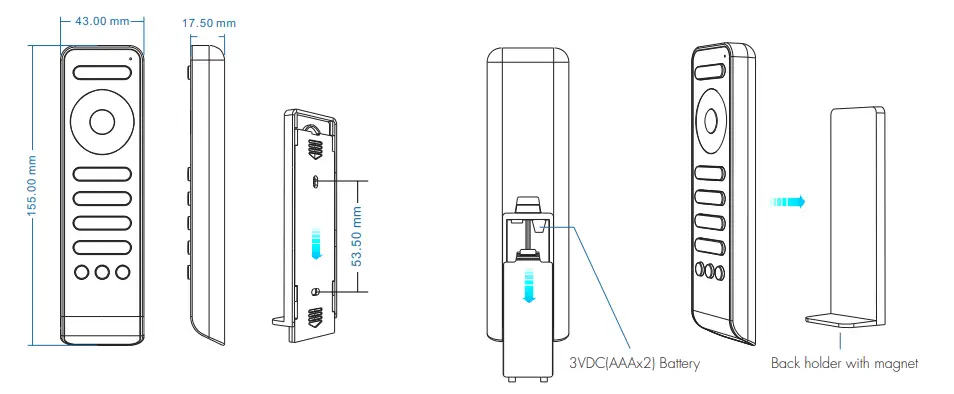 SKYDANCE RS1 Touch Wheel RF Remote Controller - Mechanical Structures and Installations
