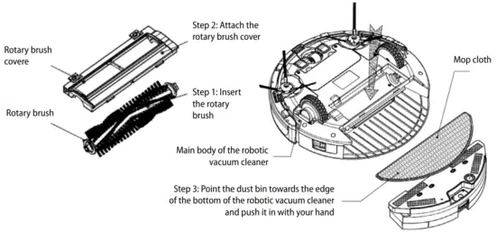 Lauben 26BB Robot Vacuum Pet - brush and mop