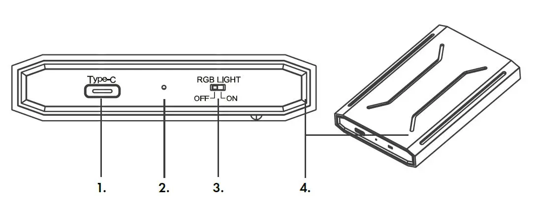ICY BOX IB-G226L-C31 RGB illuminated enclosure for 2.5″ SATA SSD FIG 6