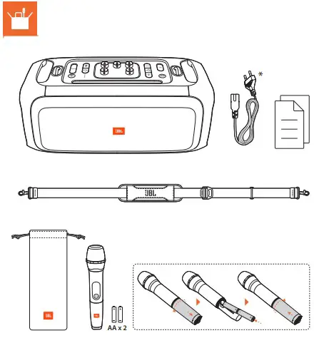 JBL Portable Party Speaker Built Light Power cord quantity