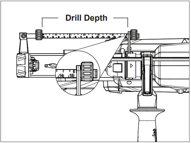 milwaukee M18 FDEX HAMMERVAC 26MM28MM DEDICATED DUST extractor User Manual - Setting the Drilling Depth