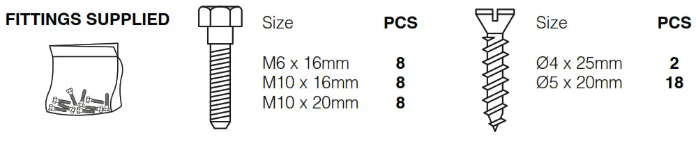 dams Elev82 Mono Single Desk - FITTINGS SUPPLIED