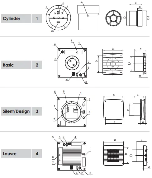 zwart 100mm Bathroom fan humidity sensor timer Silent - Explanation