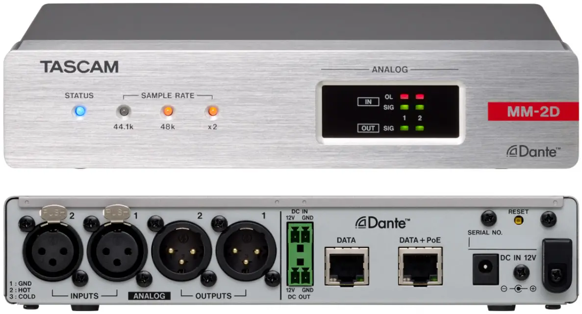 TASCAM MM-2D-X Four-Channel Dante Analog Converter