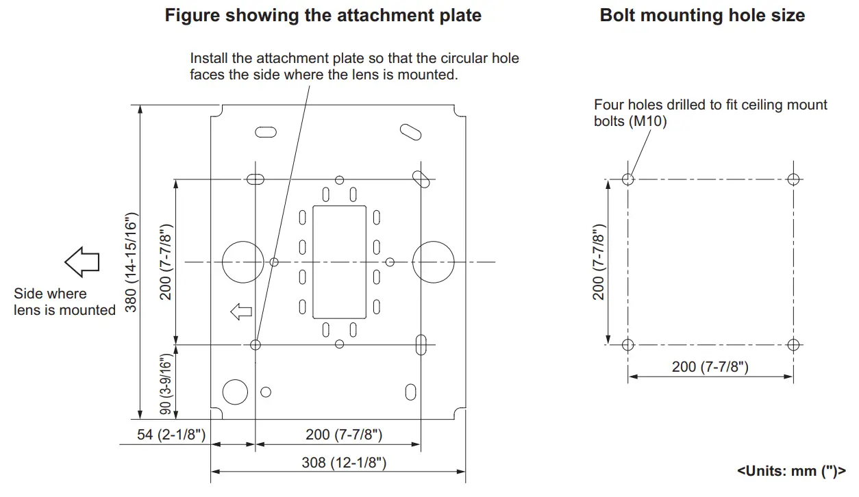 Panasonic ET PKD130H Ceiling Mount Bracket - Figure showing