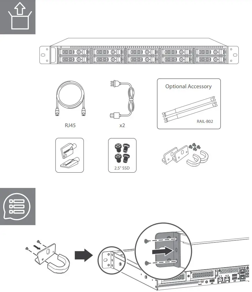 QNAP TS-432PXU-2G NAS Storage System Installation Guide - What's in the box