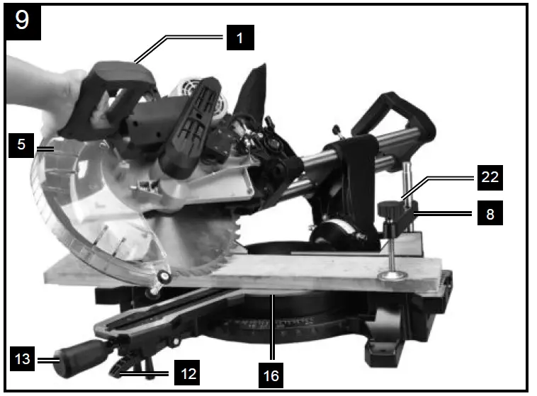 scheppach HM140L Sliding Cross Cut Mitre Saw FIG 12