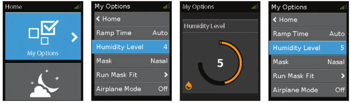 ResMed AirSense 10 - Change the Humidity Level