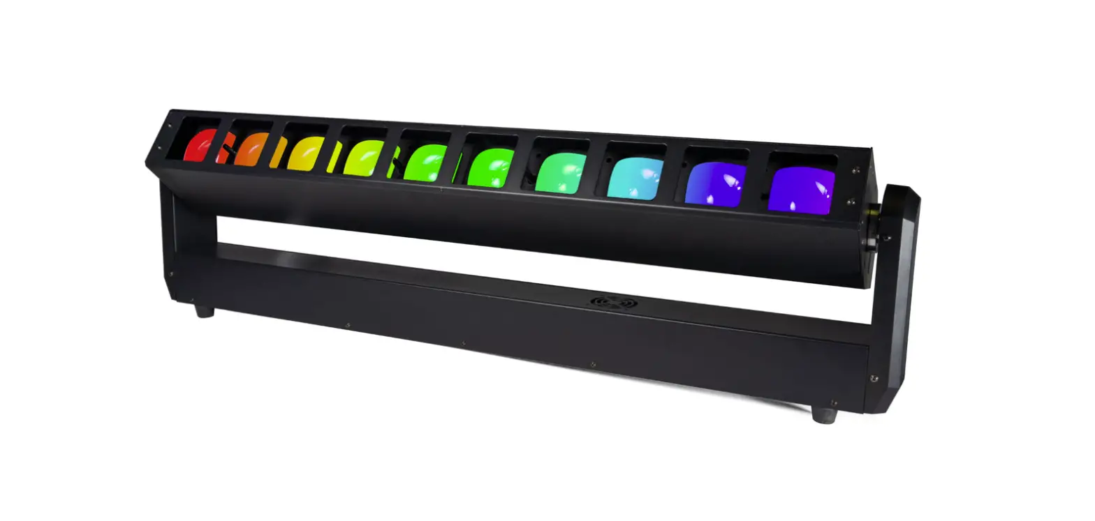 Flash F7200203 Led Moving Head Bar 10x40w Rgbw 2 Sections Zoom 3.5 To 55 Degree 10 Sections Color User Manual