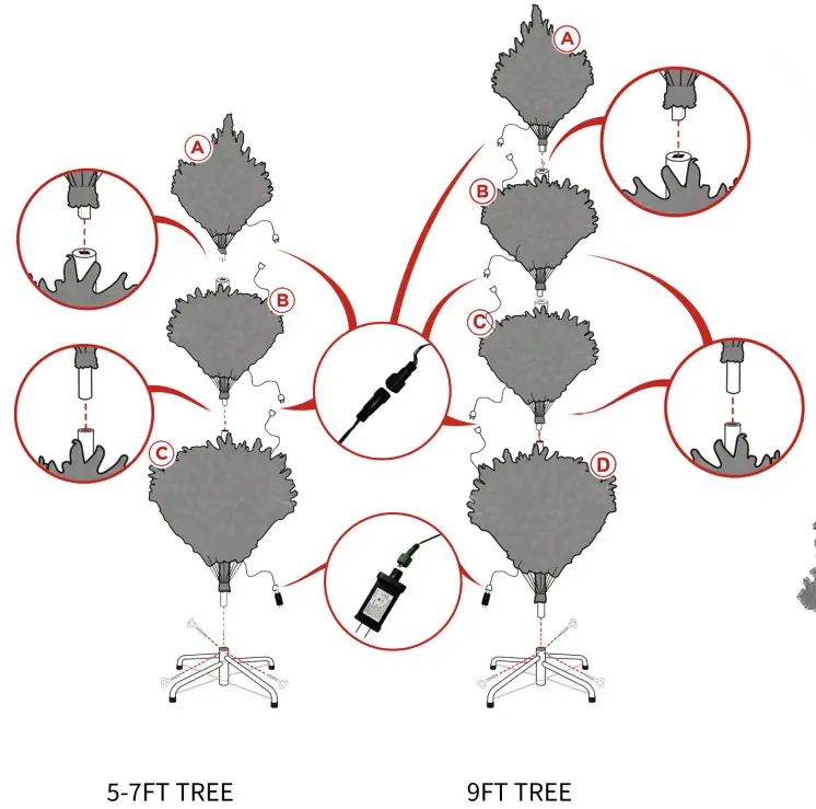 JOHN LEWIS 76031412 7 Ft Newington Pre lit Christmas Tree Product Assembly