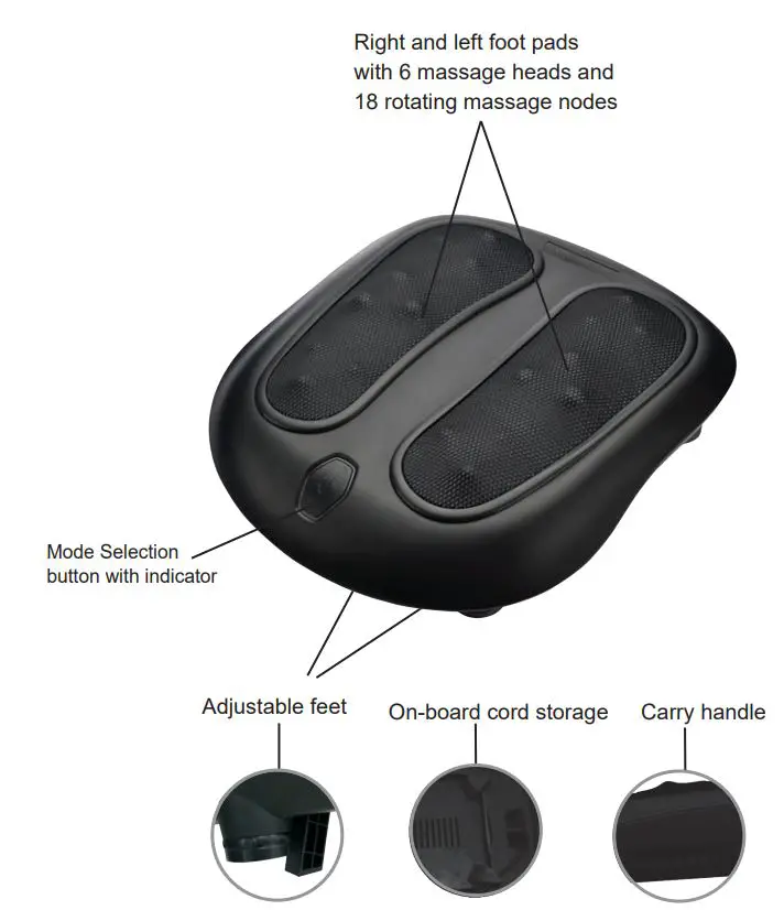 Medcursor NK-FM-100-BLK Shiatsu Foot Massager User Manual - Product Overview