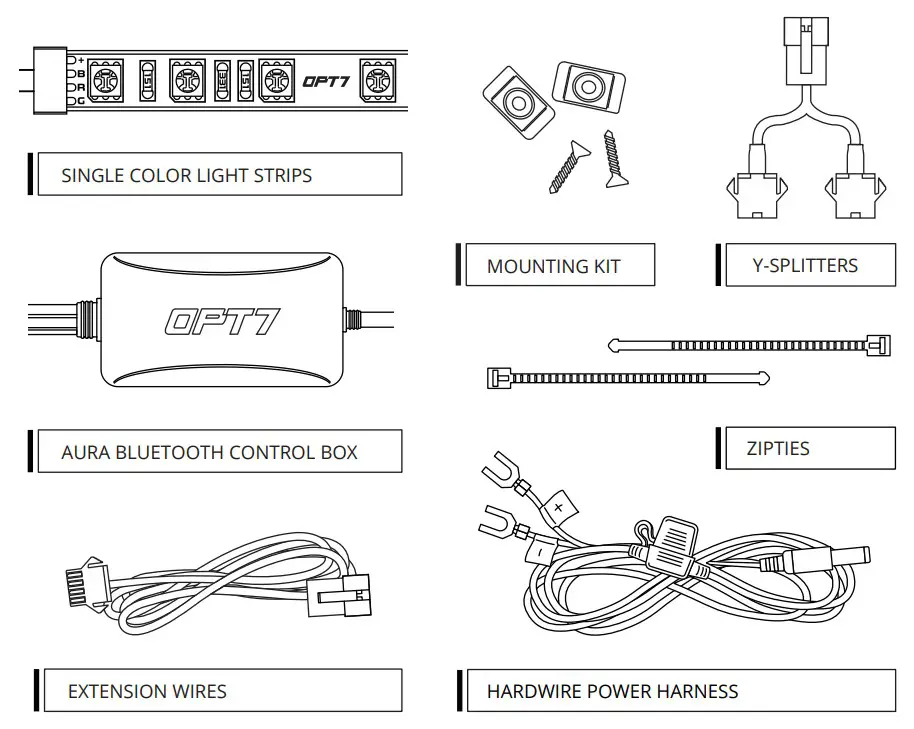 OPT7 LIGHTING AURA PRO Single Row Wheel Well LED Lighting Kit - fig 1