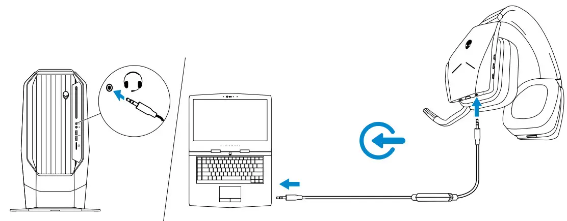 DELL Alienware Wireless Gaming Headset AW988 - audio port 2