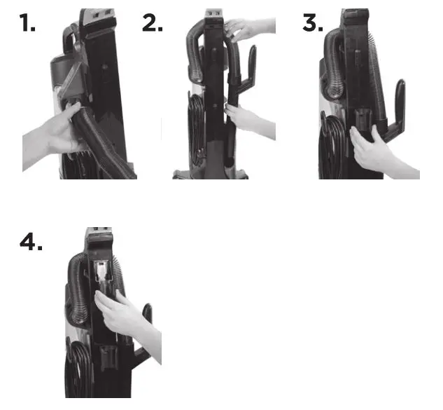 Bissell 9182 & 2763 Series Powerglide with Lift-Off Technology - Attach vacuum hose and tools