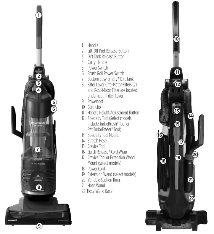 Bissell 9182 & 2763 Series Powerglide with Lift-Off Technology - Product View