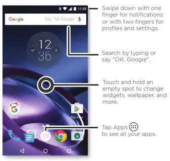 Lenovo lmoto Z - Home screen & settings
