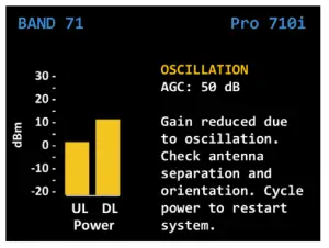 WILSONPRO PRO 710i Industrial-Class In-Building Cell Signa - “OSCILLATION” is displayed