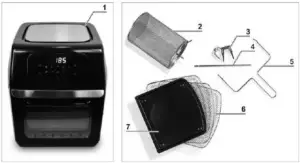 VITINNI GLA 1003 12Ltr Digital Air Fryer with Atainless Steel Trim - Items Supplied