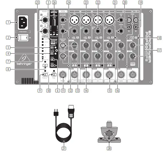 behringer PMP500MP3 Ultra-Compact 500-Watt 8- Controls