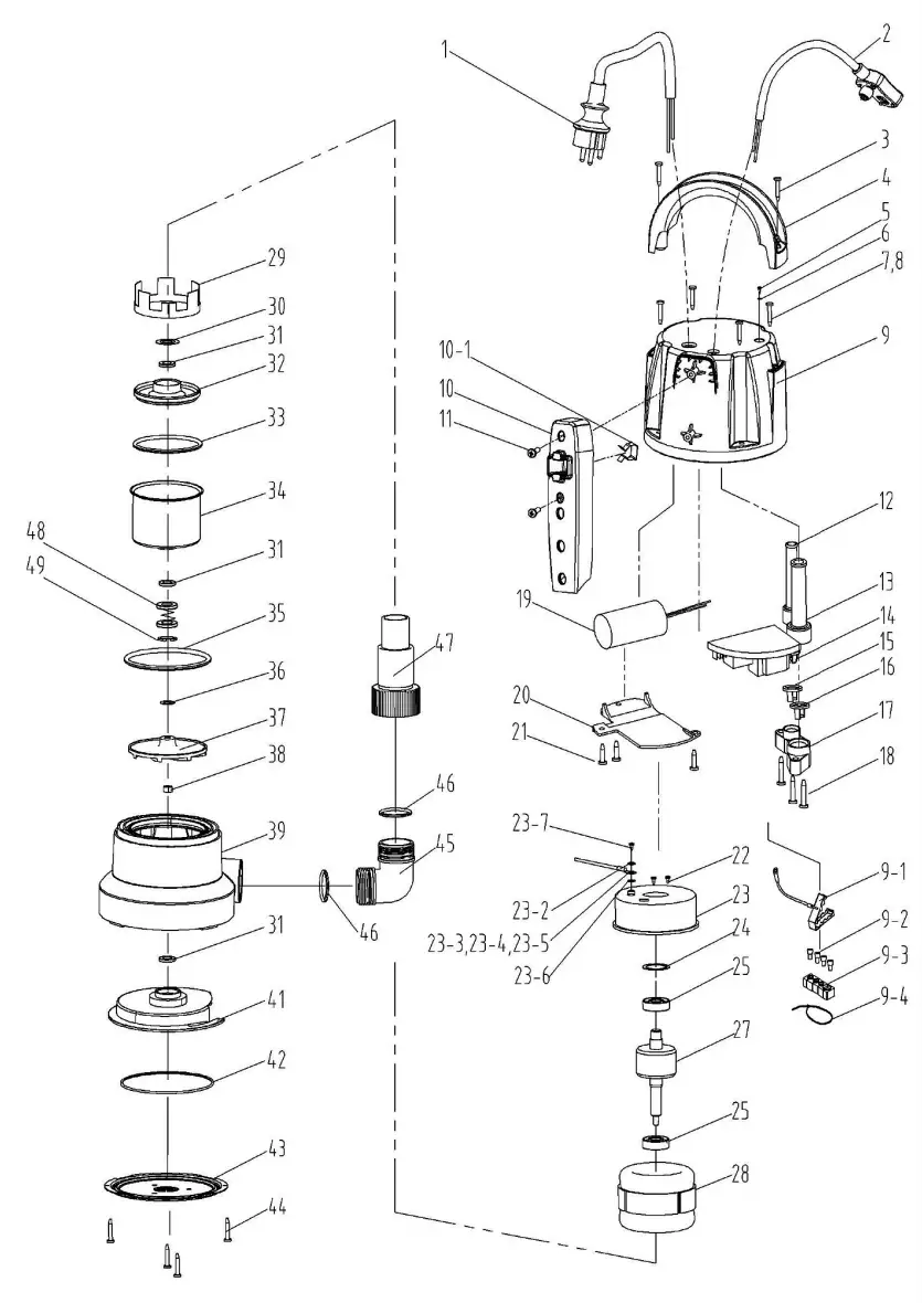 Clarke PSP105 250w Puddle Pump With Auto Sensor - PARTS LIST