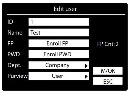 FINGeRTEC TA700W Biometrics Time Attendance System- User Information