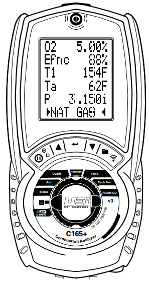 UEI TEST INSTRUMENT C165 Commercial Combustion Analyzer with Case fig1